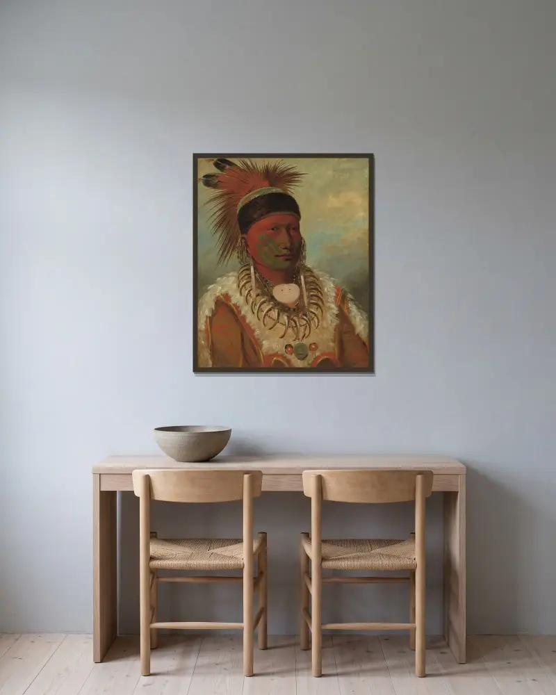 The White Cloud, Head Chief of the Iowas av George Catlin inramad på en vägg