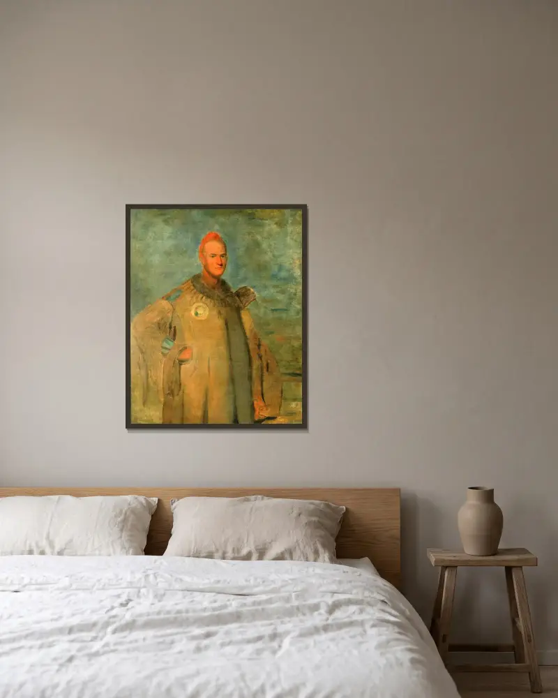 Theodore Burr Catlin i indisk dräkt av George Catlin inramad på en vägg