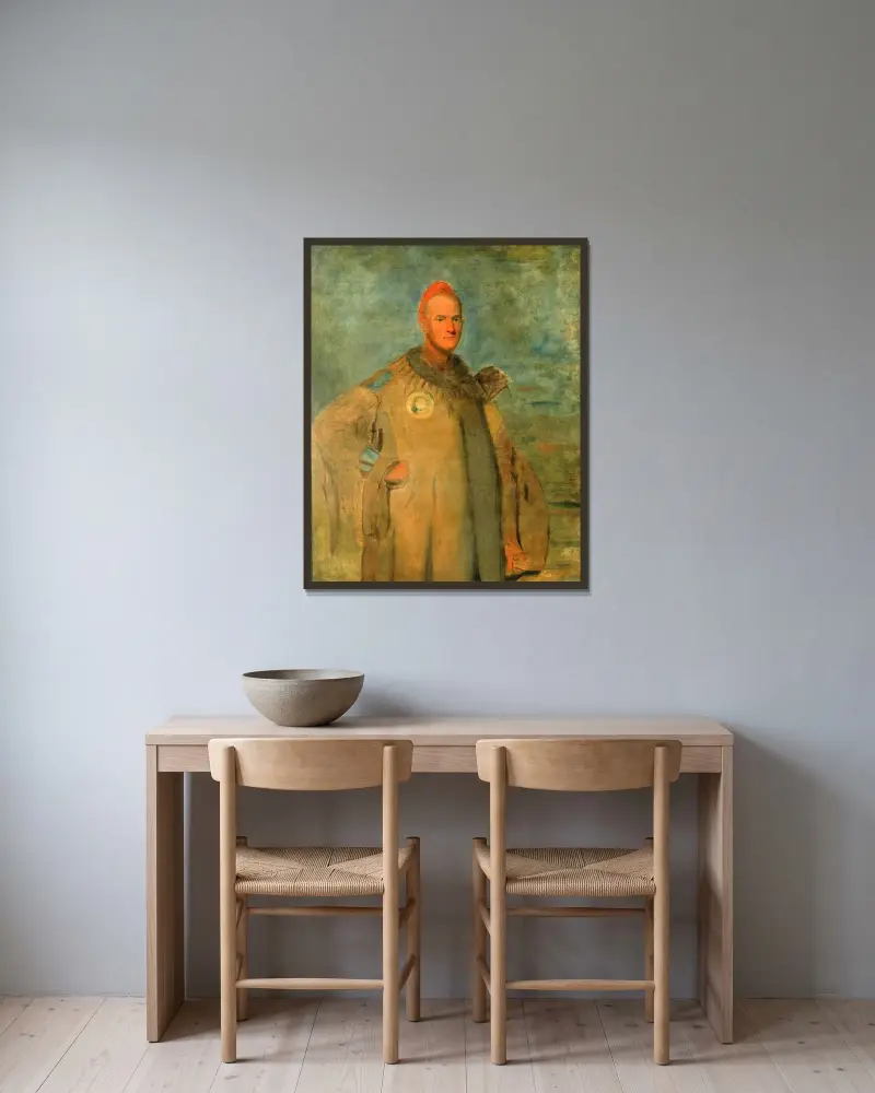 Theodore Burr Catlin i indisk dräkt av George Catlin inramad på en vägg