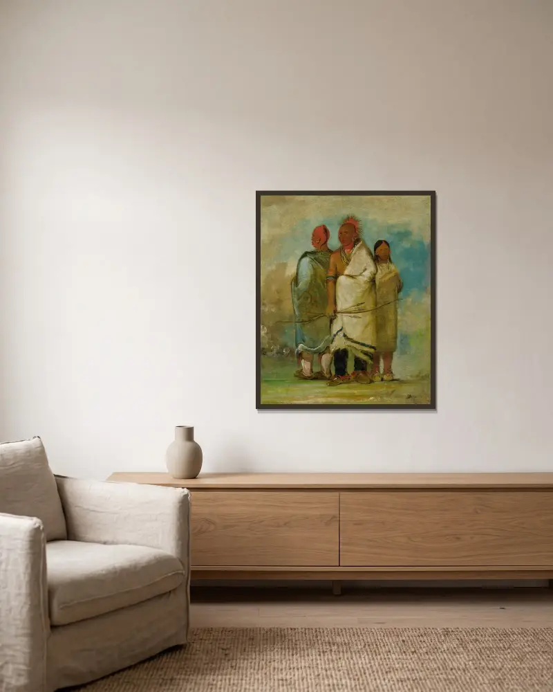 Three Fox Indians av George Catlin inramad på en vägg