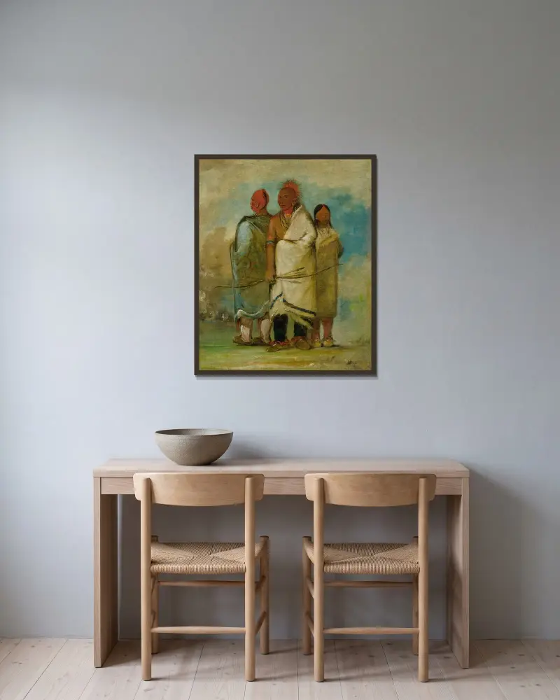 Three Fox Indians av George Catlin inramad på en vägg