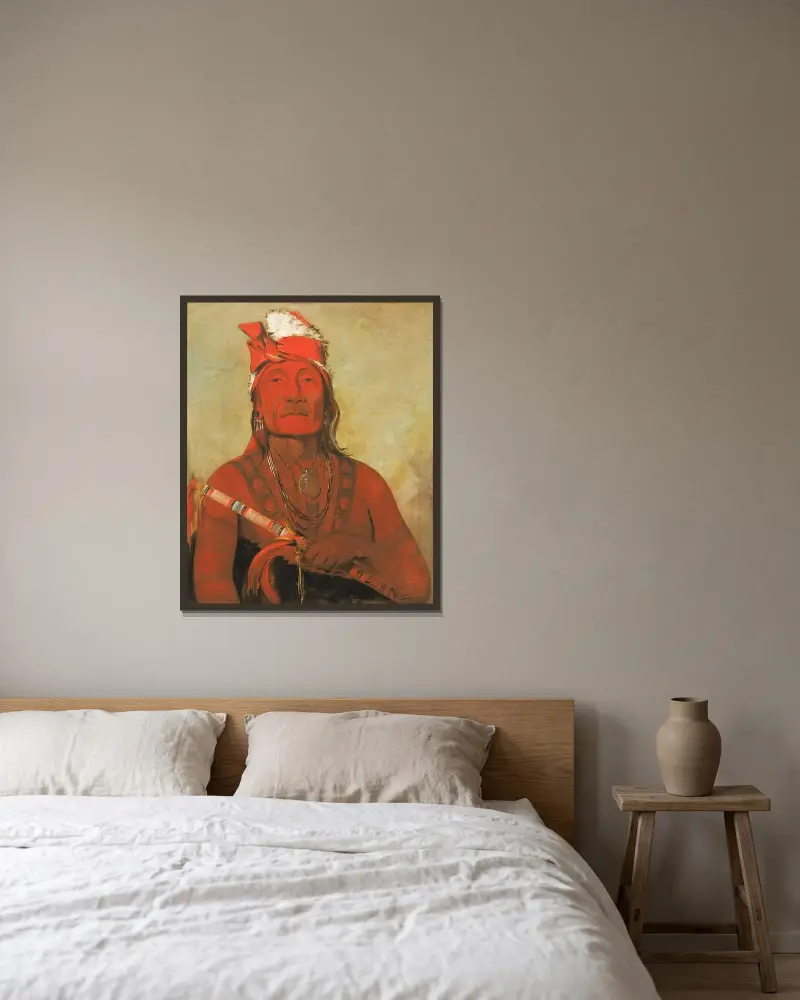 Toh-Kí-E-To, Stone With Horns, a Chief av George Catlin inramad på en vägg
