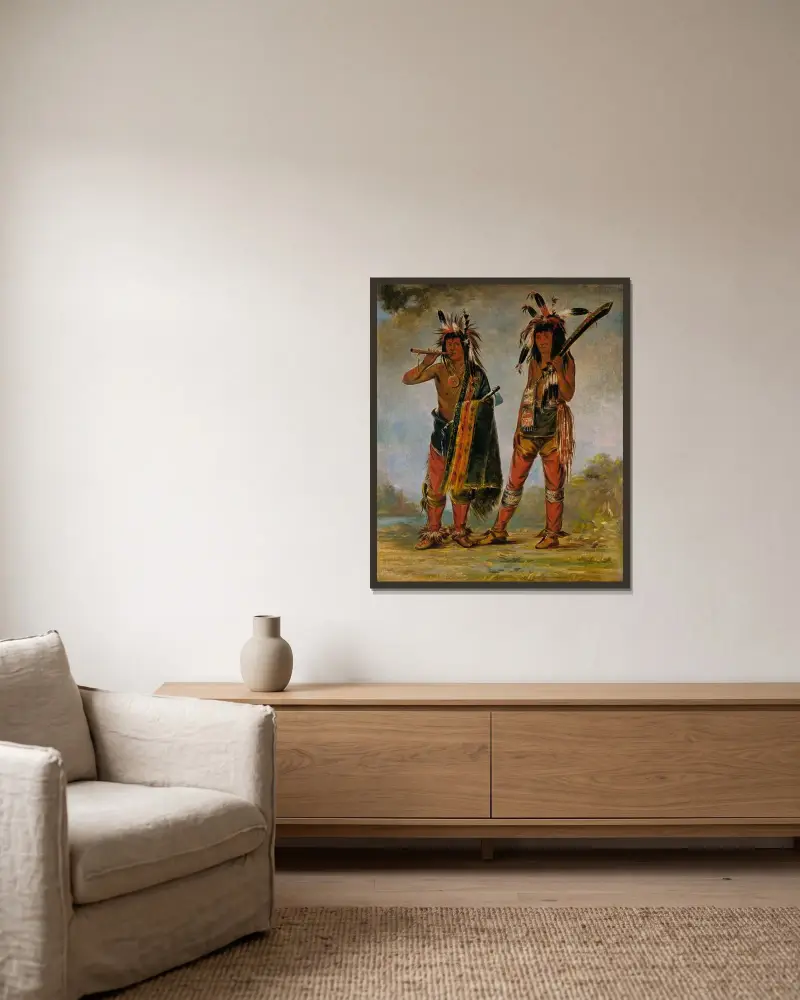 Två unga män av George Catlin inramad på en vägg