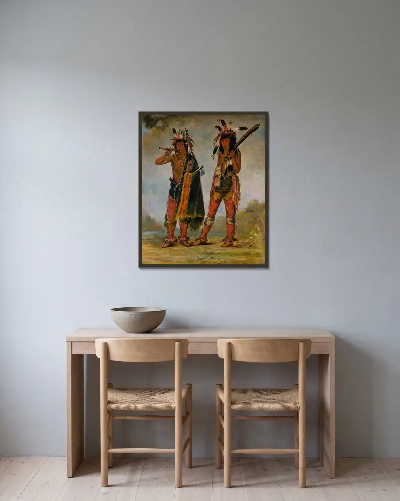 Två unga män av George Catlin inramad på en vägg