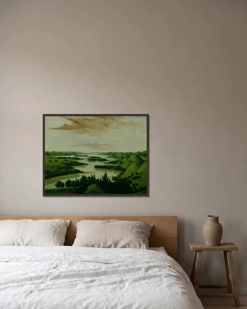 Utsikt från Floyds grav, 1300 engelska mil ovanför St. Louis av George Catlin inramad på en vägg