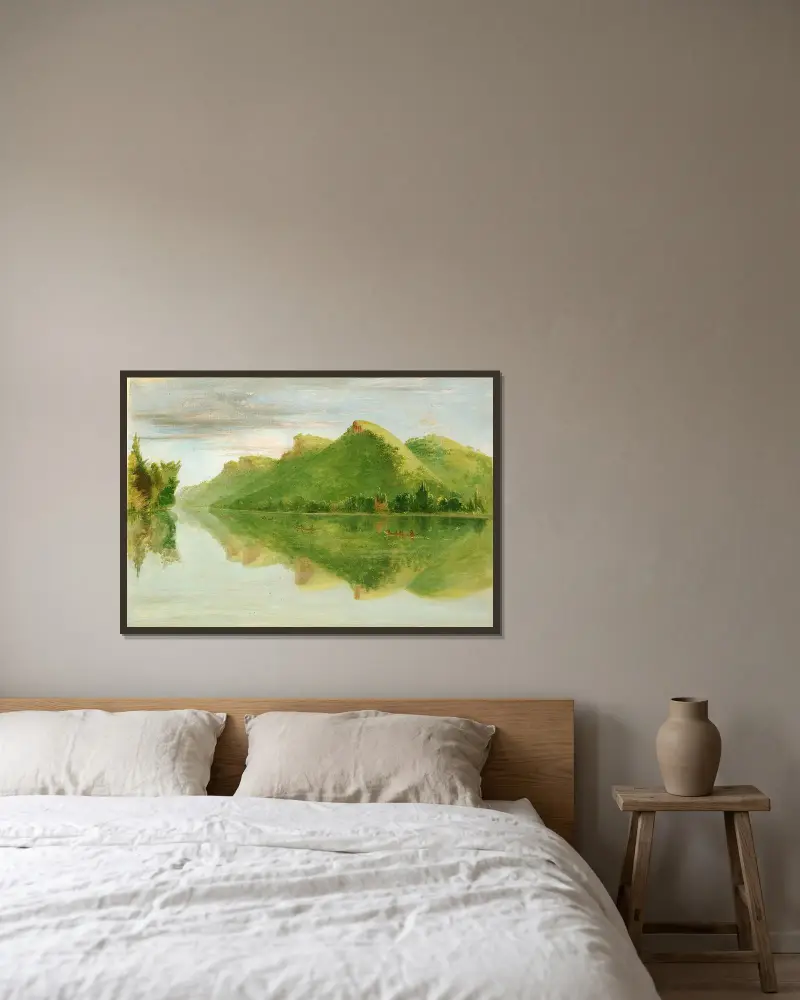 Vy över övre Mississippi, vackra präriebranter av George Catlin inramad på en vägg