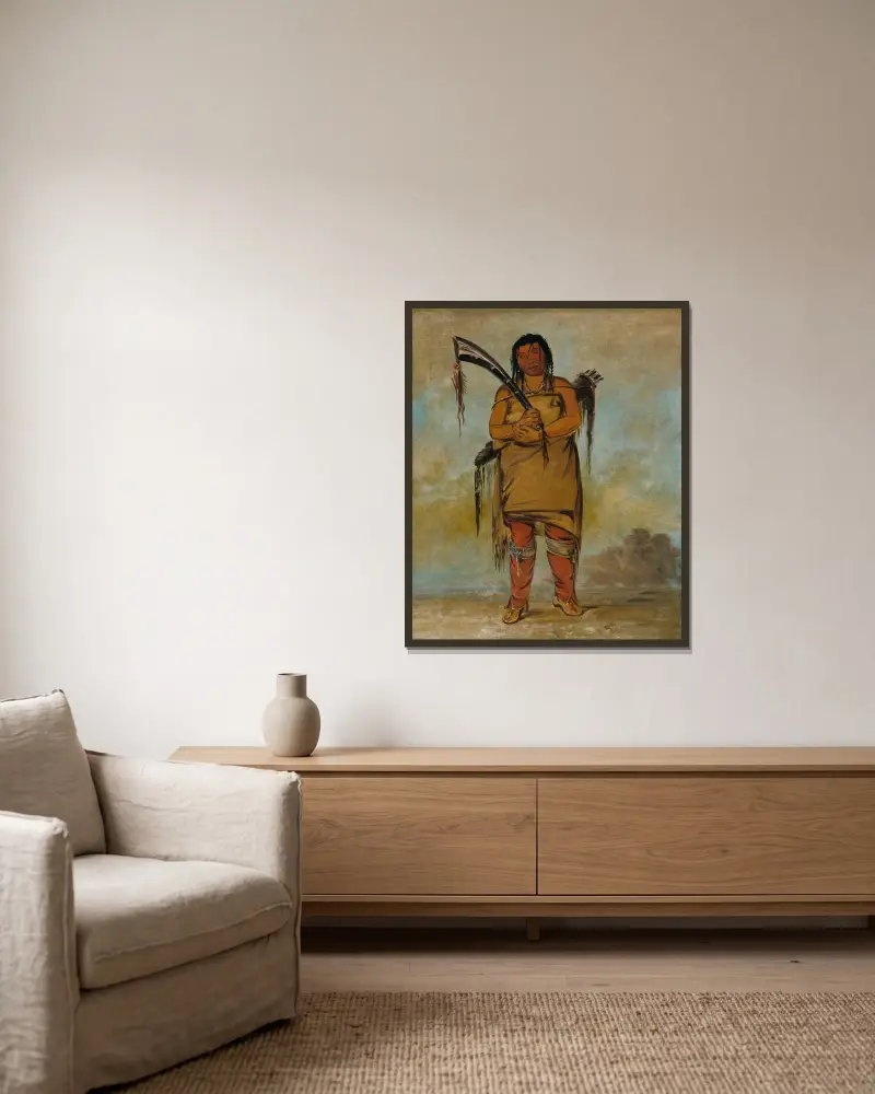 Wáh-Chees, a Brave av George Catlin inramad på en vägg