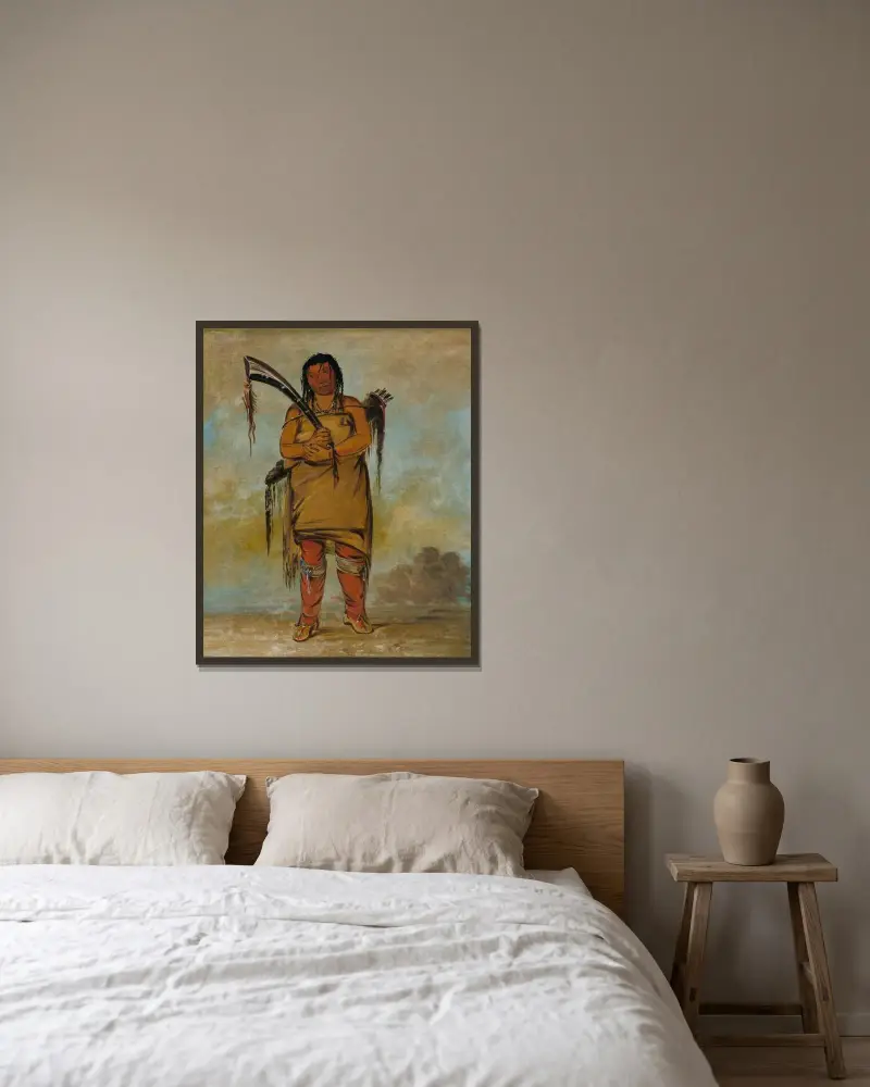 Wáh-Chees, a Brave av George Catlin inramad på en vägg