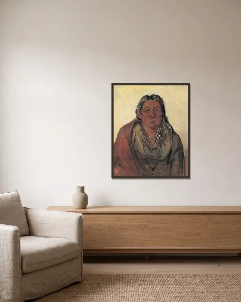 Wah-pe-séh-see, Mother of the Chief av George Catlin inramad på en vägg