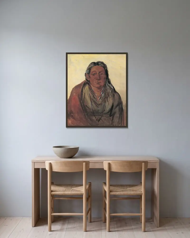 Wah-pe-séh-see, Mother of the Chief av George Catlin inramad på en vägg