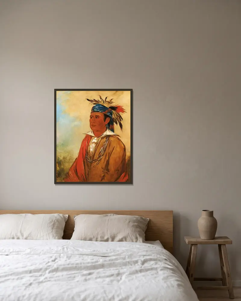 Wah-Pón-Jee-A, Svanen, en krigare av George Catlin inramad på en vägg