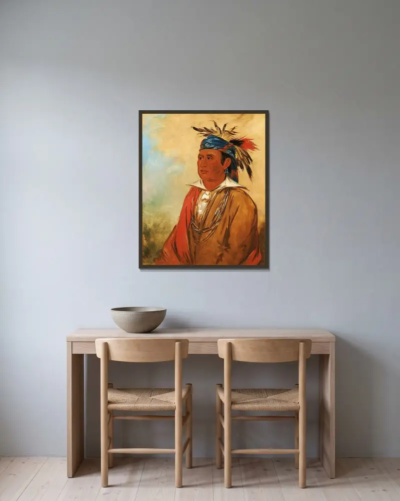 Wah-Pón-Jee-A, Svanen, en krigare av George Catlin inramad på en vägg