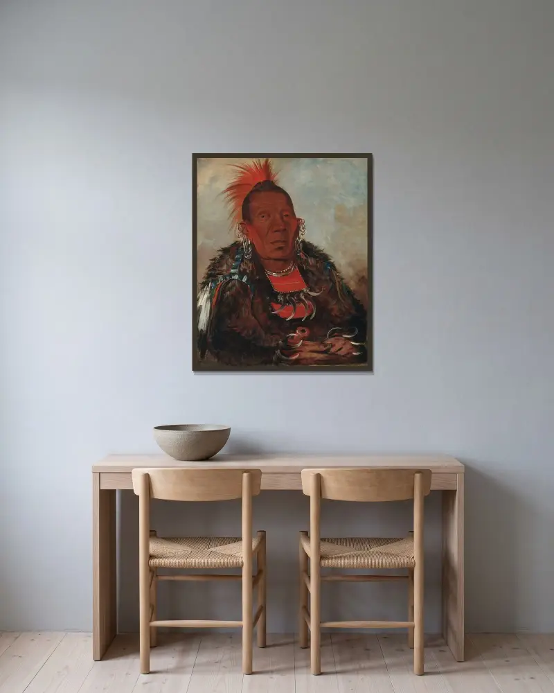 Wah-ro-née-sah, Otaczający, wódz plemienia, George Catlin w ramie na ścianie