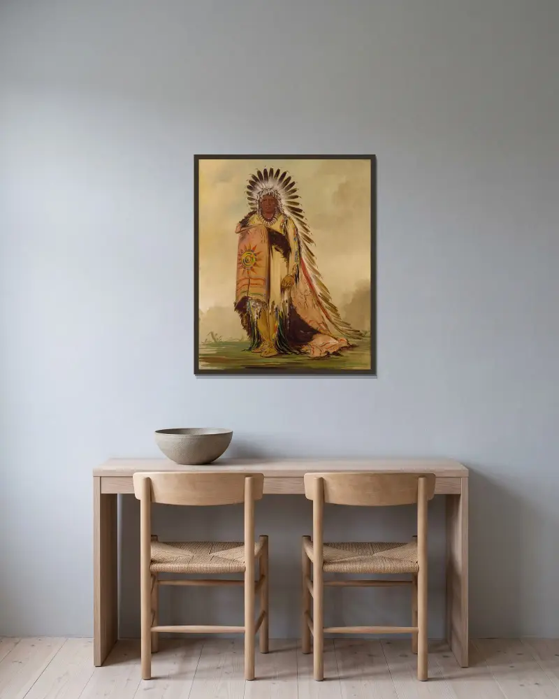 Wán-Ee-Ton, Chief of The Tribe av George Catlin inramad på en vägg
