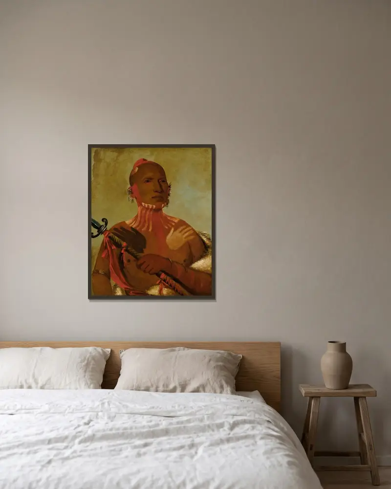 Wée-Sheet, Sturgeon’s Head, a Fox Warrior av George Catlin inramad på en vägg