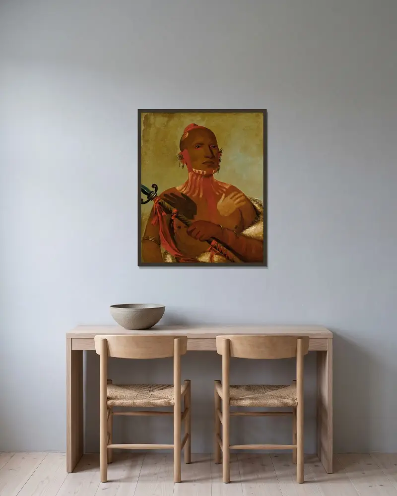 Wée-Sheet, Sturgeon’s Head, a Fox Warrior av George Catlin inramad på en vägg