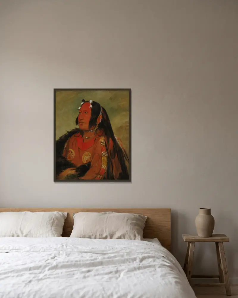 Wi-jún-jon, Pigeon’s Egg Head (The Light), a Distinguished Young Warrior av George Catlin inramad på en vägg