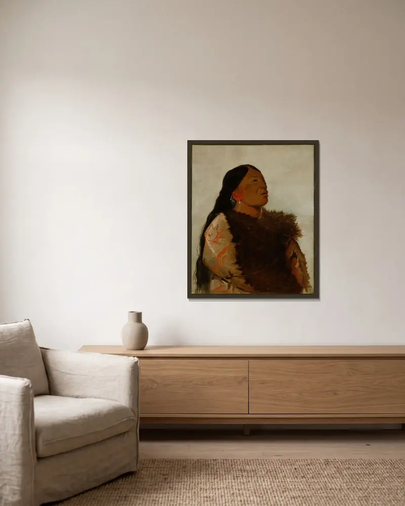 Hustru till de sex av George Catlin inramad på en vägg