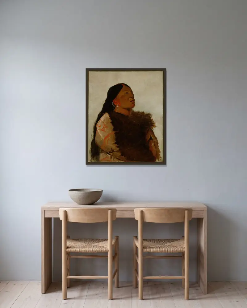 Hustru till de sex av George Catlin inramad på en vägg