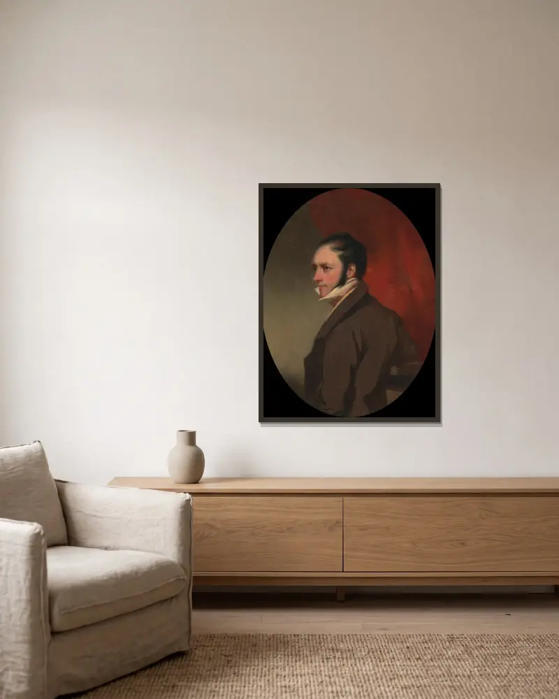 Ein Mann namens W. C. Hunter von George Chinnery gerahmt an einer Wand