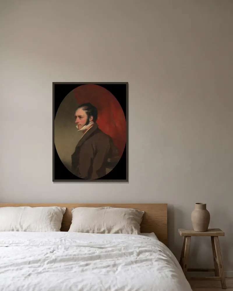 Ein Mann namens W. C. Hunter von George Chinnery gerahmt an einer Wand
