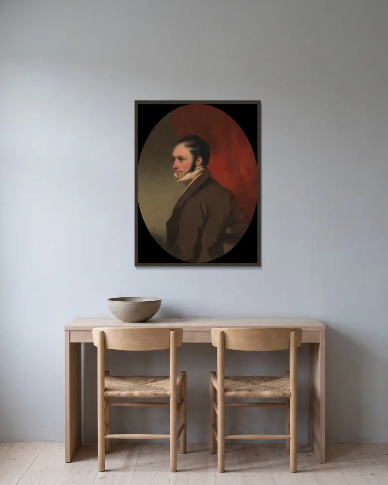 Ein Mann namens W. C. Hunter von George Chinnery gerahmt an einer Wand