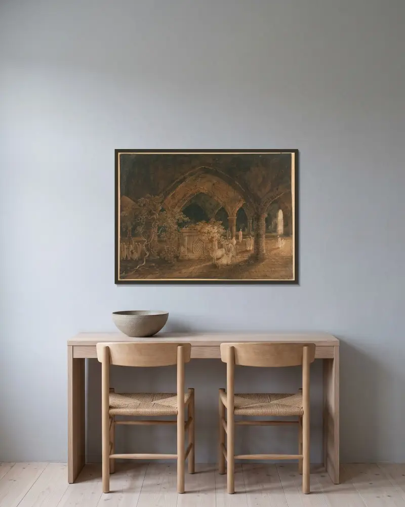 Ein indisches Grabmal von George Chinnery gerahmt an einer Wand