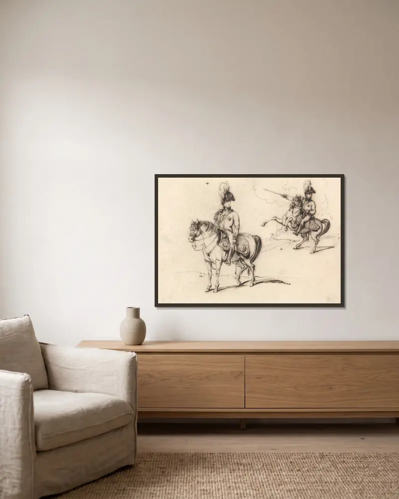 Equestrian Studies of an English Officer av George Chinnery inramad på en vägg