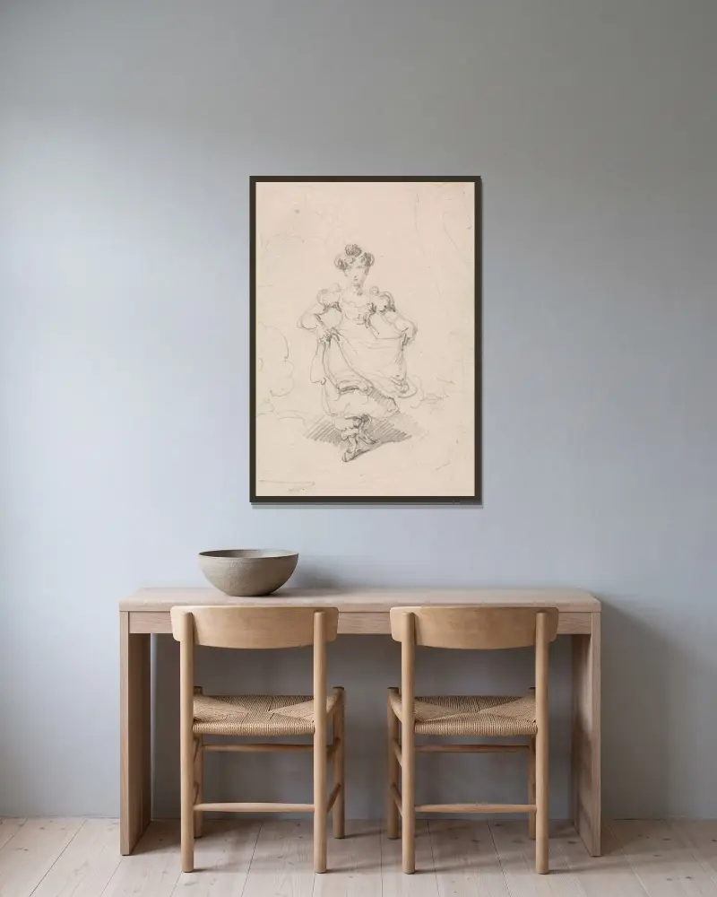Miss Louisa Georgiana Murray av George Chinnery inramad på en vägg
