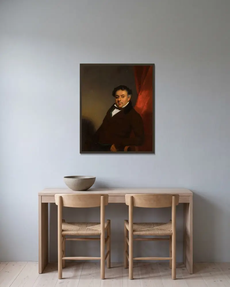 Porträtt av en gentleman, förmodligen Mr Da Silva av George Chinnery inramad på en vägg