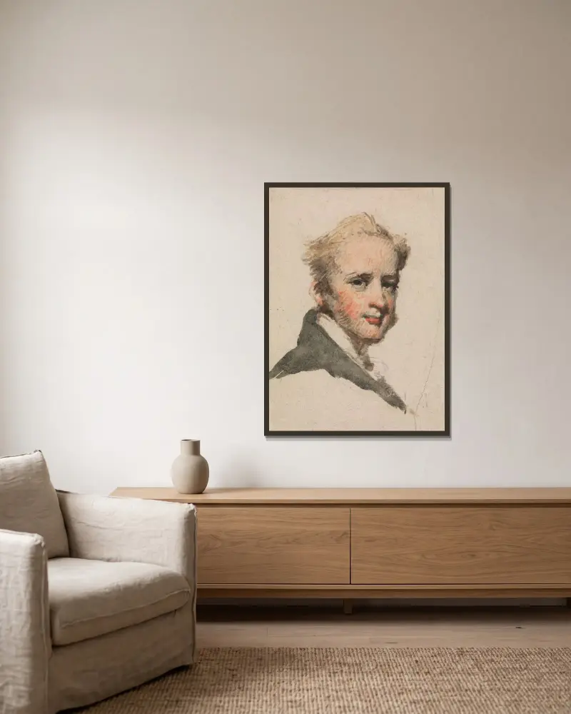Porträtt av en man av George Chinnery inramad på en vägg