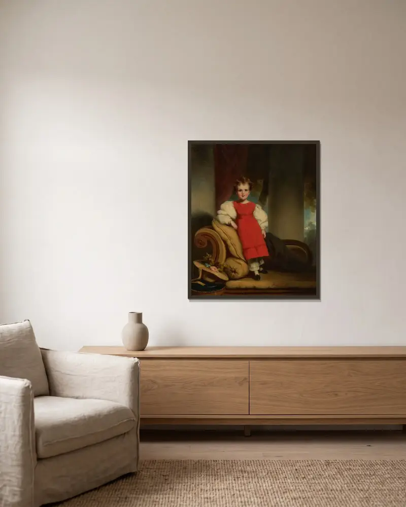 Bildnis eines jungen Mädchens, traditionell als „Miss Marchbanks of Bushey“ identifiziert von George Chinnery gerahmt an einer Wand