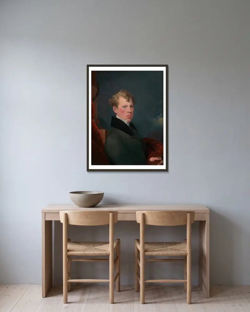 Selbstporträt, 1800 von George Chinnery gerahmt an einer Wand