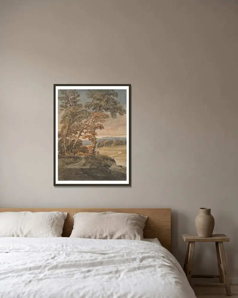 Bäume auf einem Hügelpfad von George Chinnery gerahmt an einer Wand