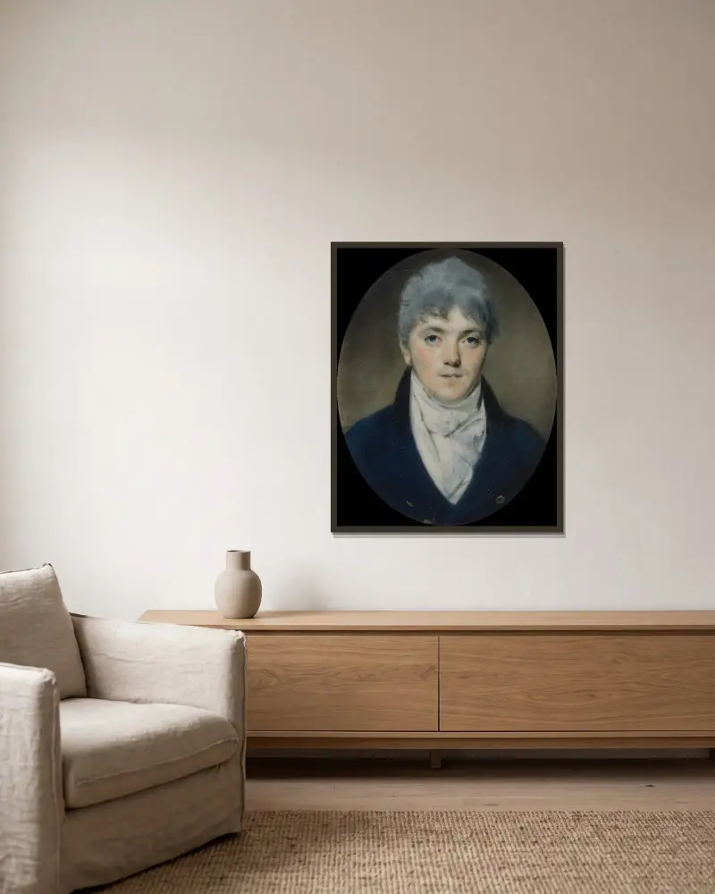 Okänd man av George Chinnery inramad på en vägg