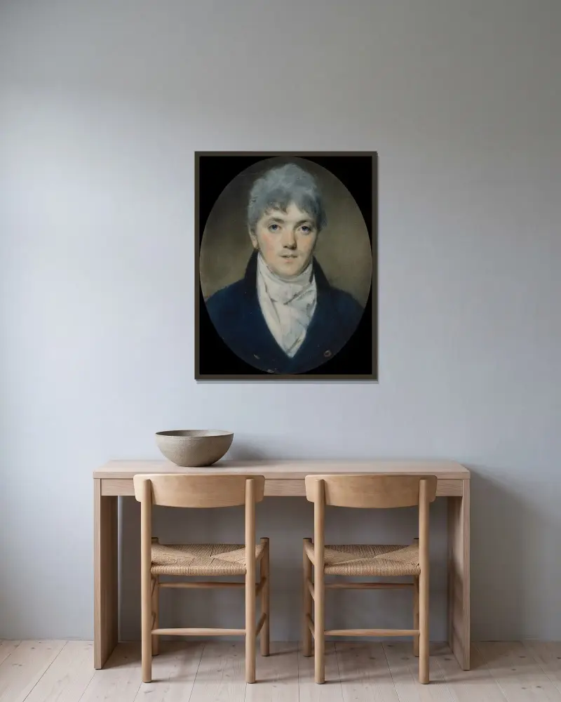 Okänd man av George Chinnery inramad på en vägg