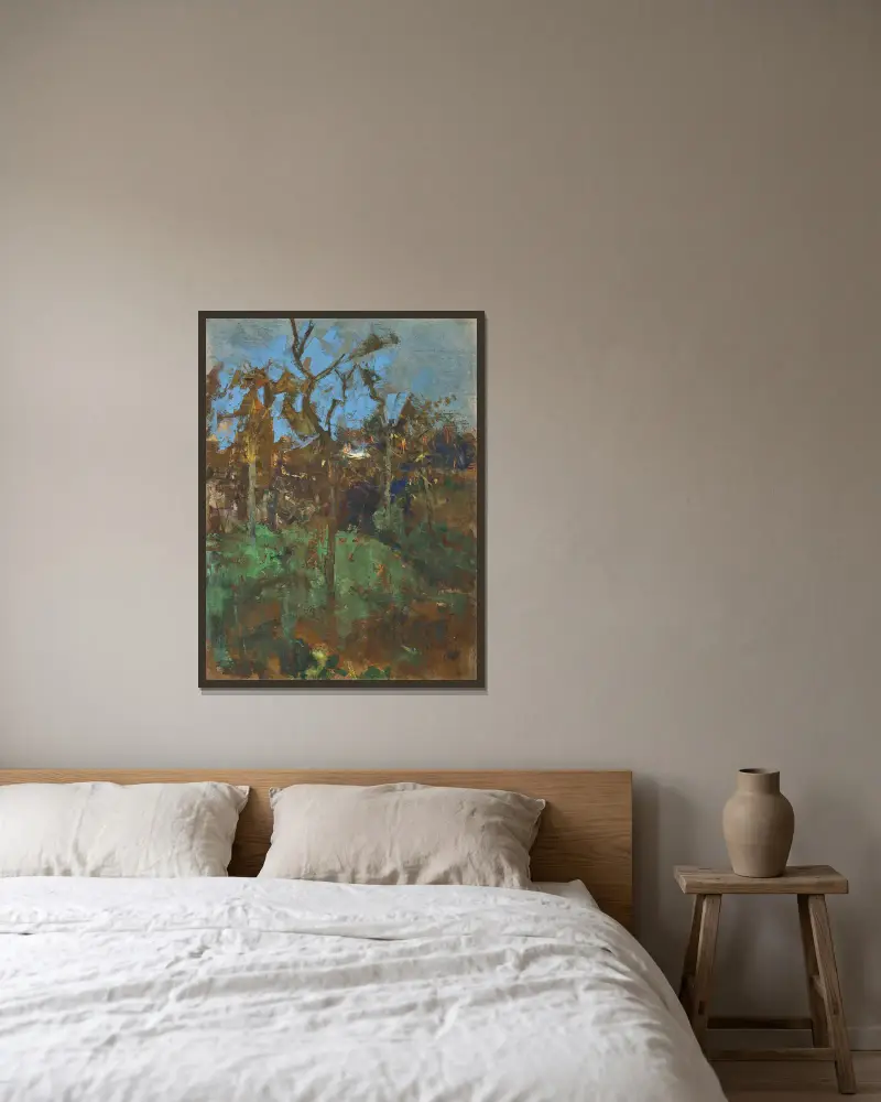 Jesienny pejzaż; Drzewa, Sir George Clausen w ramie na ścianie
