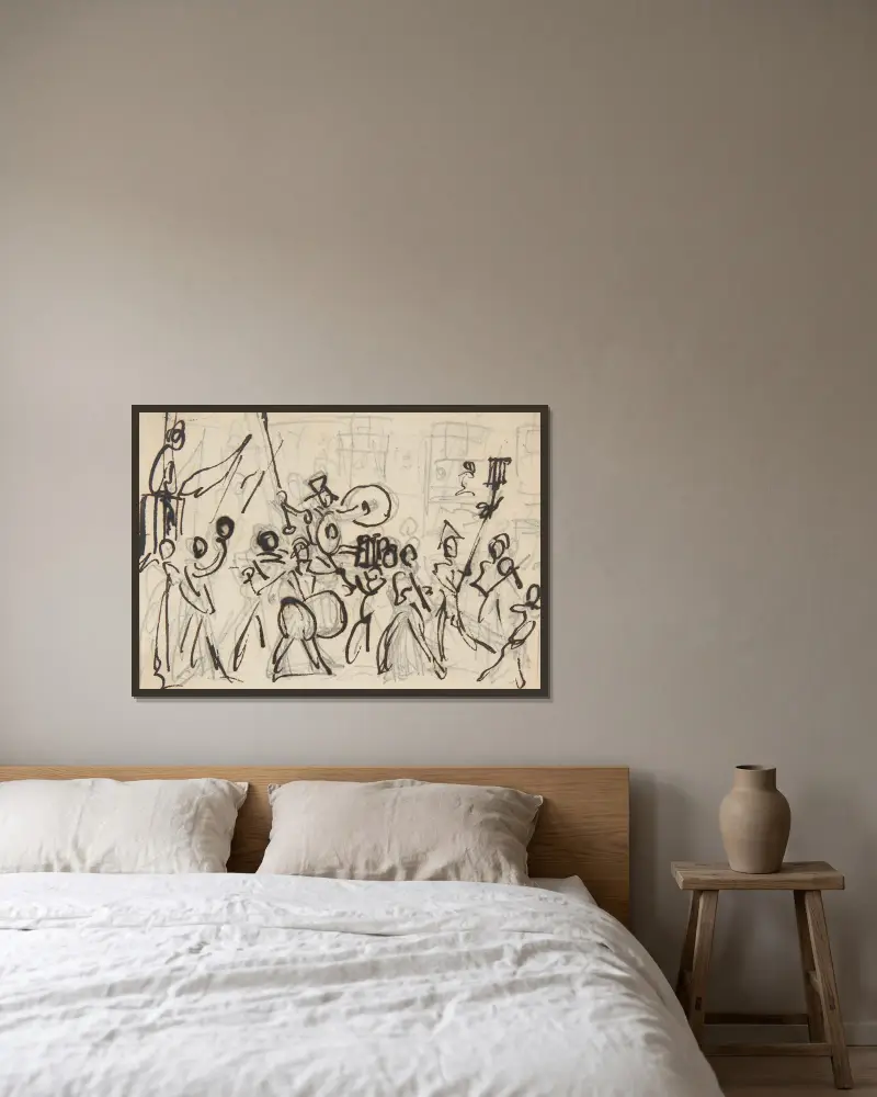 Přehlídka, George Cruikshank v rámu na stěně
