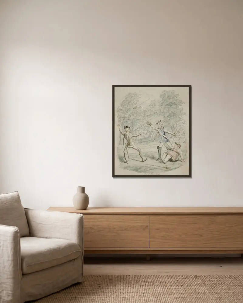 Saint James oder der Hof von Königin Anne von George Cruikshank gerahmt an einer Wand