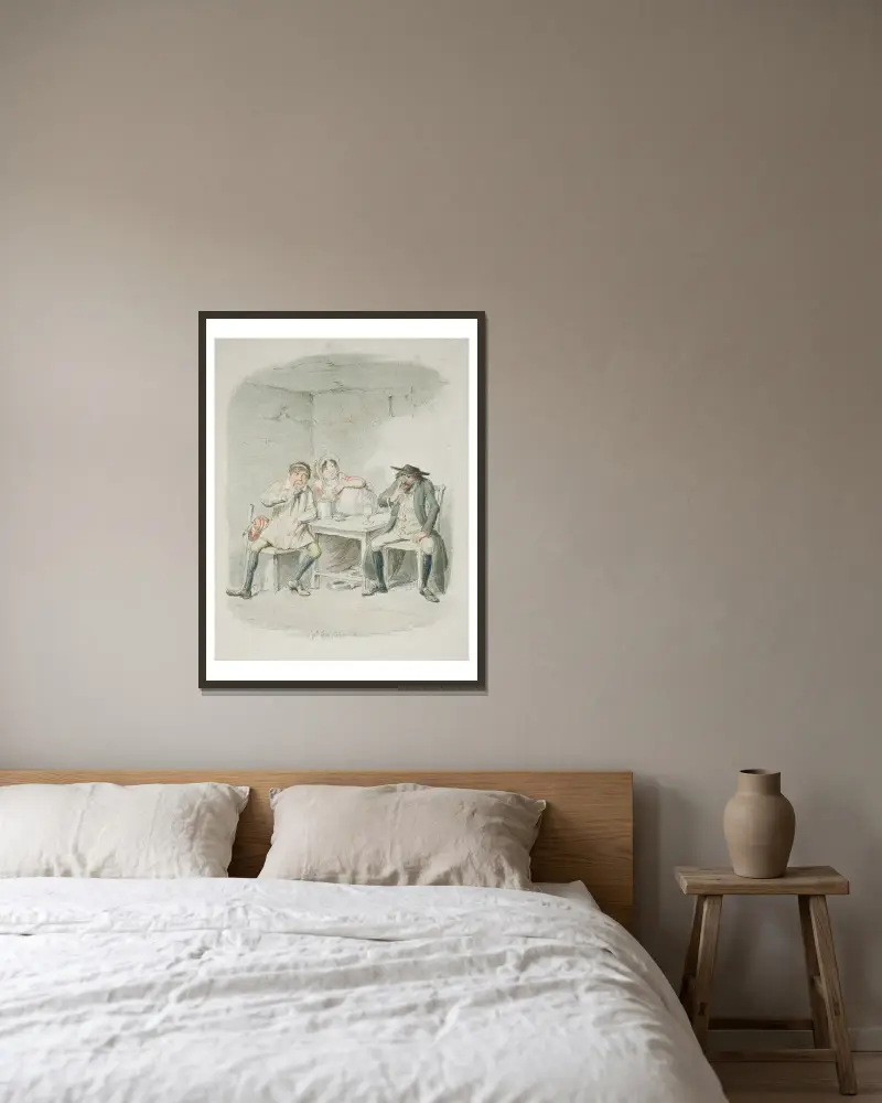 Juden och Morris Bosle börjar förstå varandra av George Cruikshank inramad på en vägg