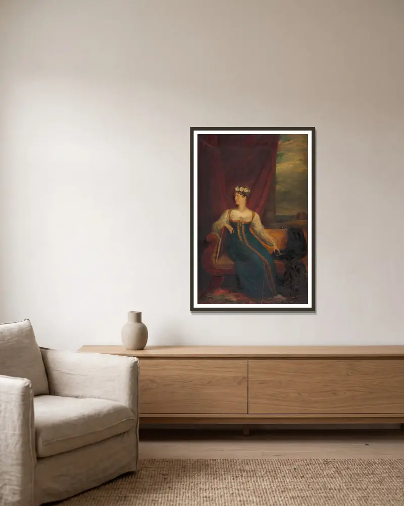 Portrait of Princess Charlotte of Wales, 1817 – nr 1 av George Dawe inramad på en vägg