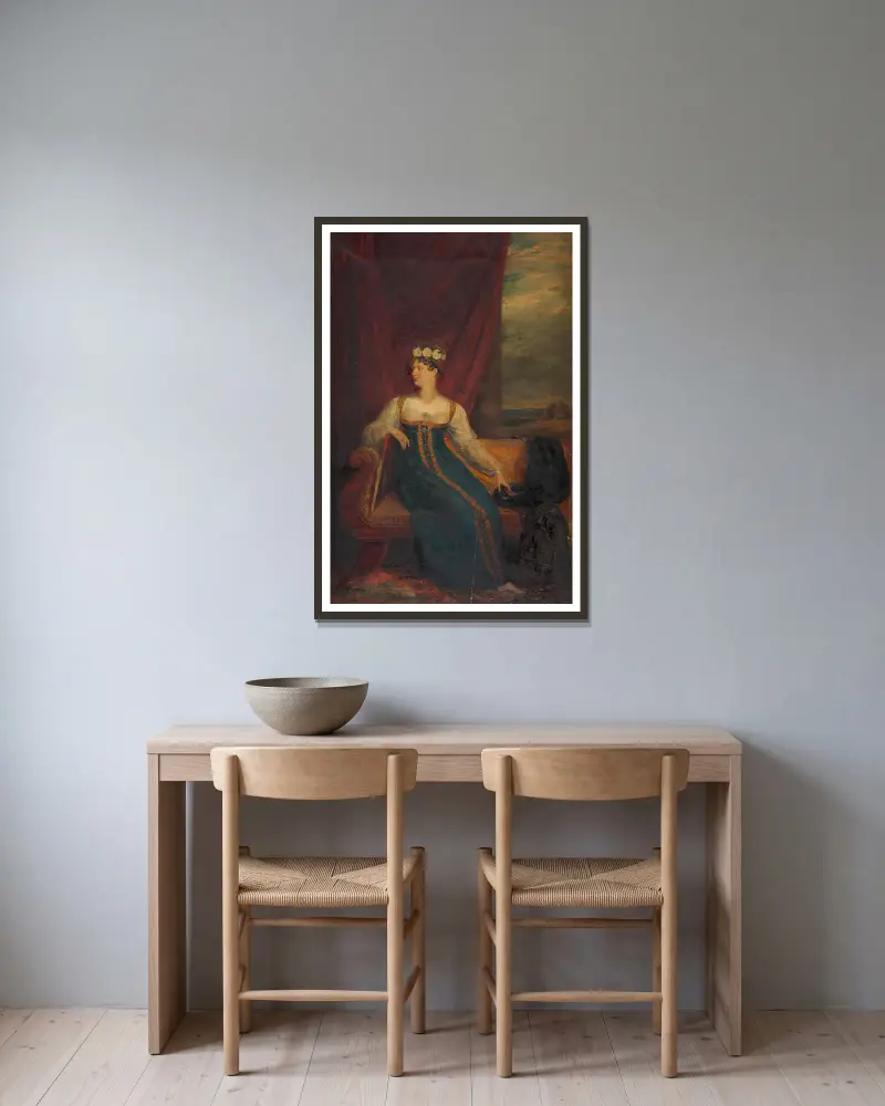 Portrait of Princess Charlotte of Wales, 1817 – nr 1 av George Dawe inramad på en vägg