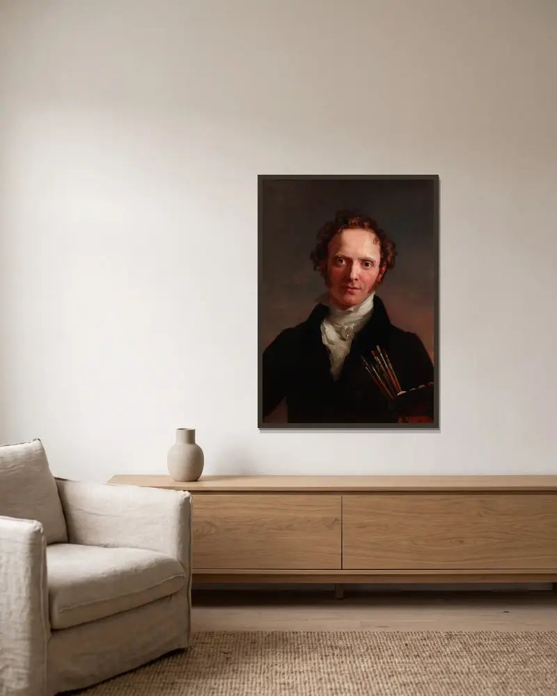 Portrait of the artist av George Dawe inramad på en vägg