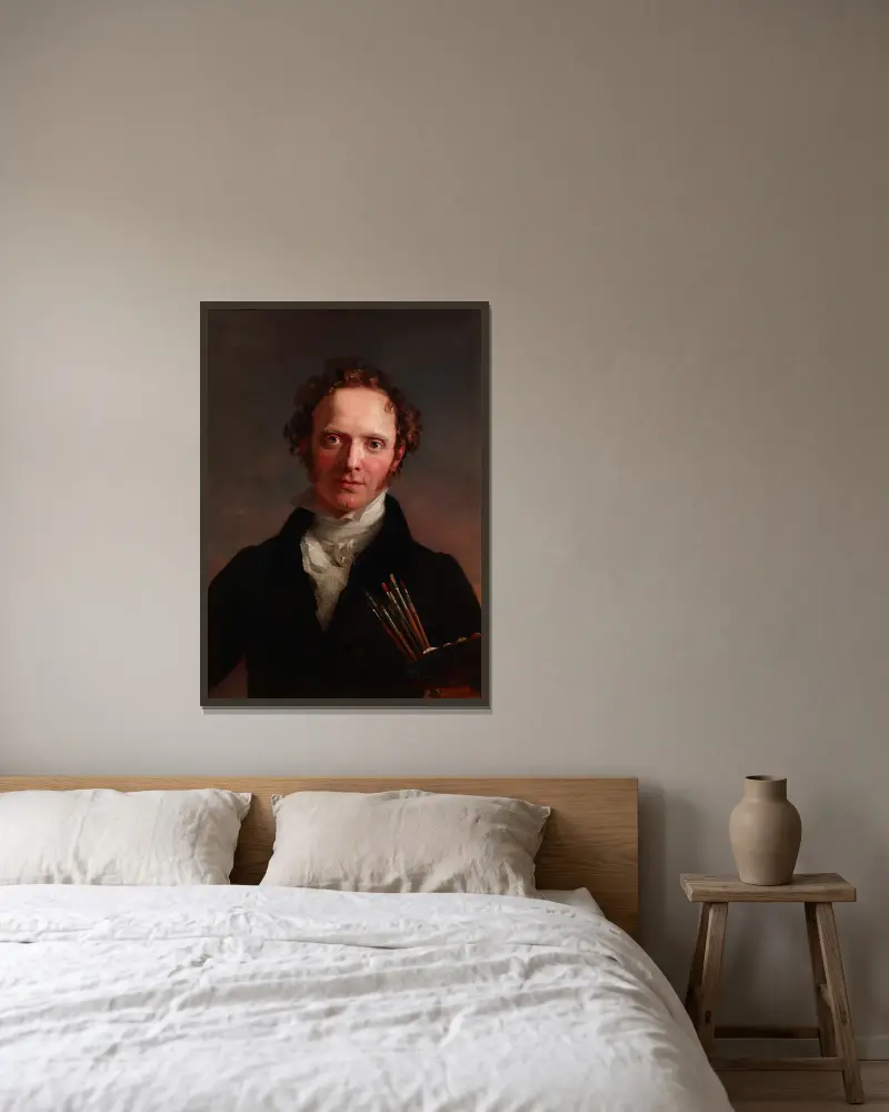 Portrait of the artist av George Dawe inramad på en vägg