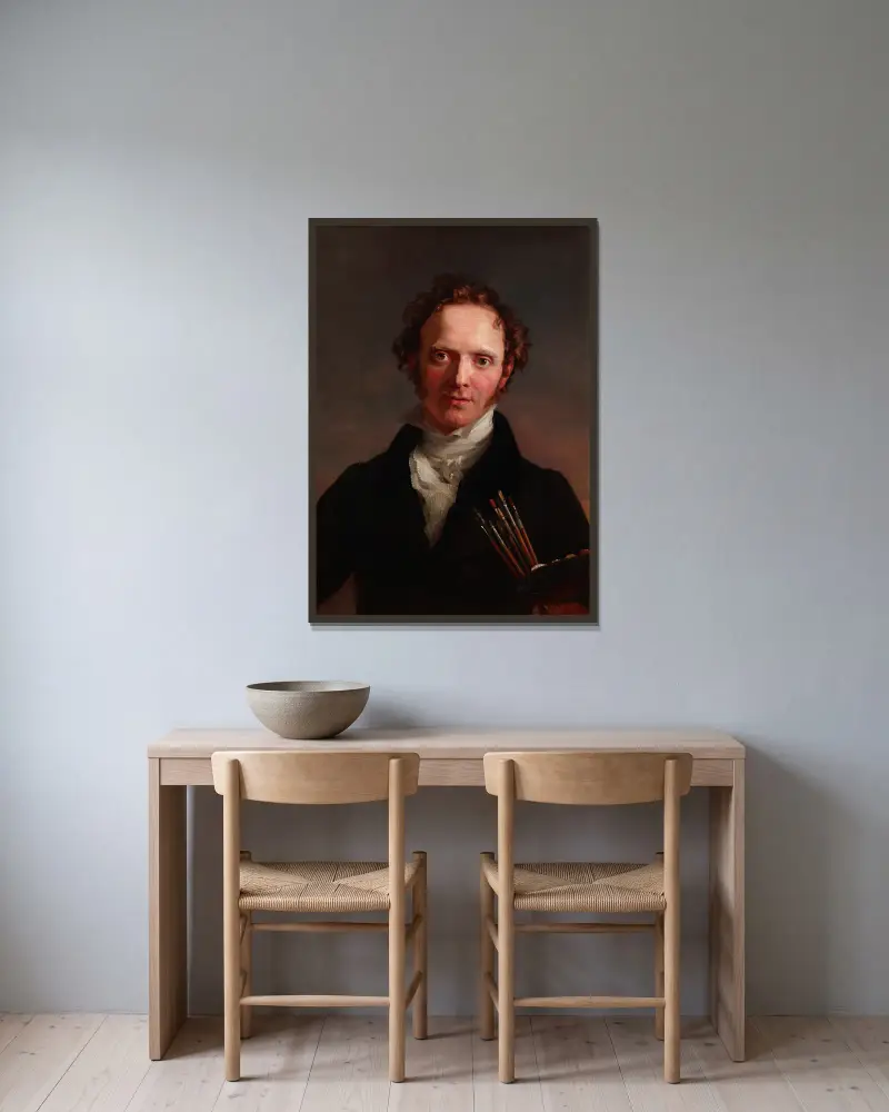 Portrait of the artist av George Dawe inramad på en vägg