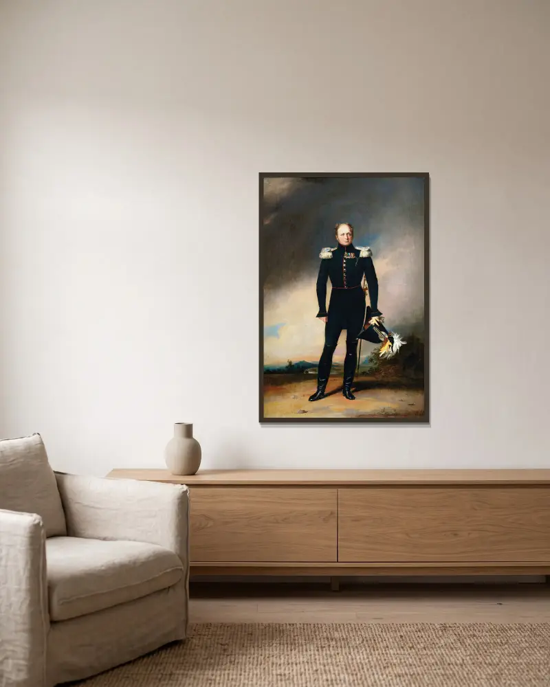 Portrait Of Tsar Alexander I av George Dawe inramad på en vägg
