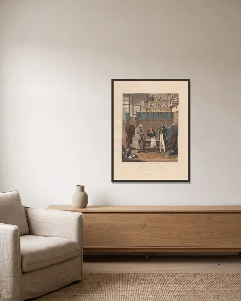 Der Wucherer von George Dawe gerahmt an einer Wand