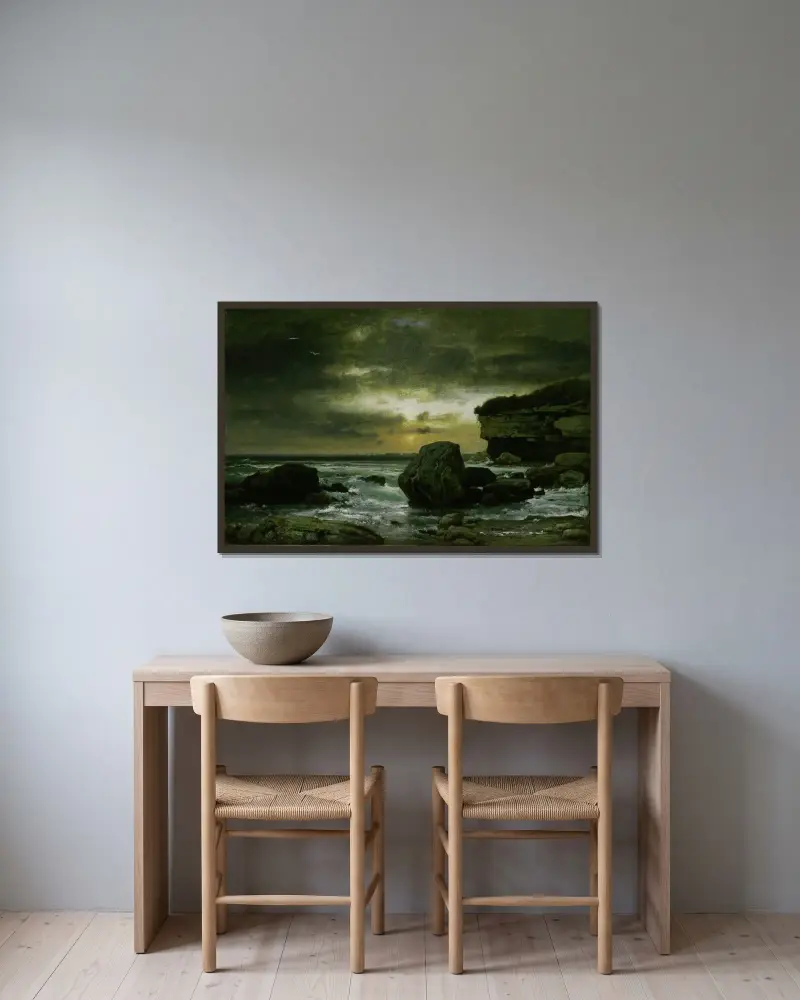 En marinemålning av George Inness inramad på en vägg