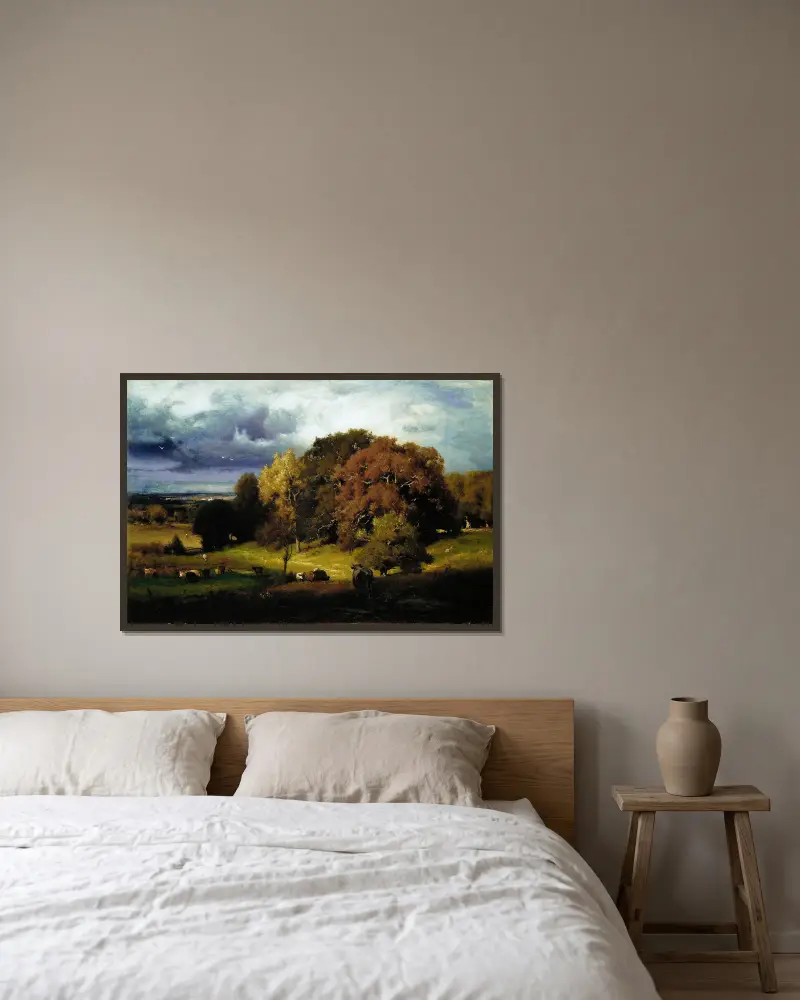 Podzimní duby, George Inness v rámu na stěně