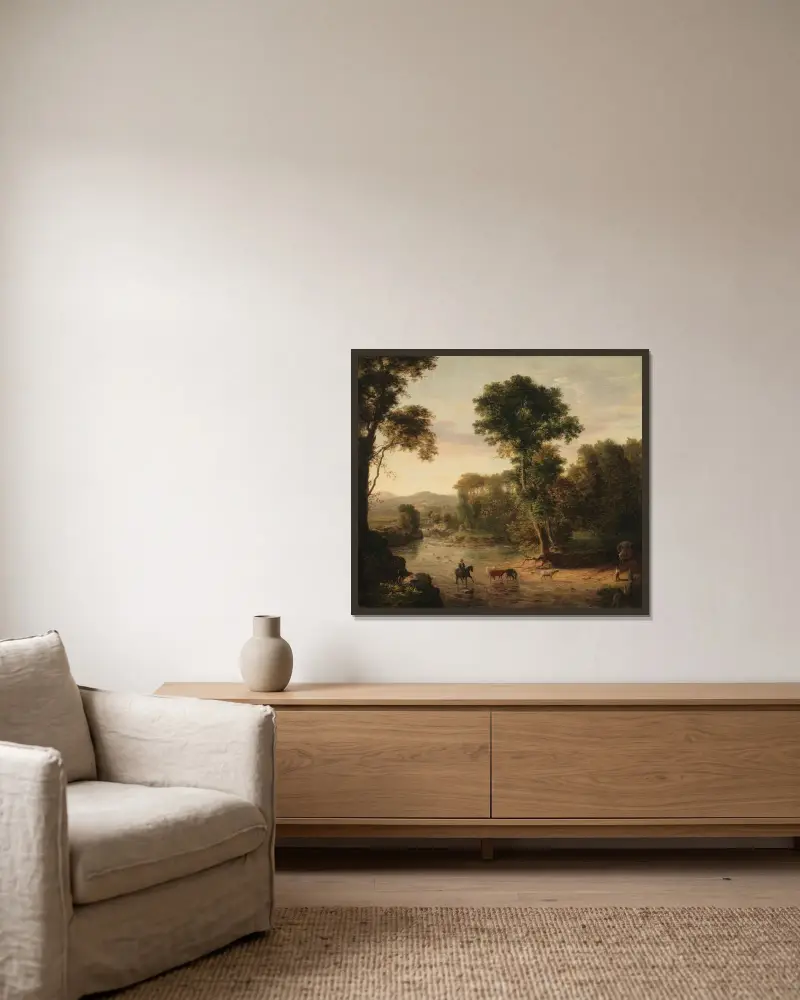 Vadstället av George Inness inramad på en vägg